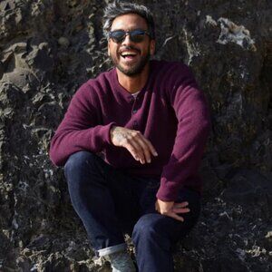 Outerknown Merino Wool Cashmere Blend Shelter Waffle Henley Aubergine Red